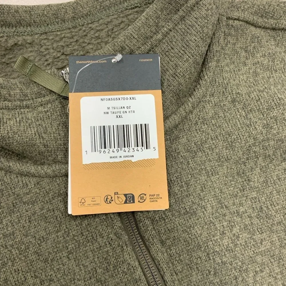 Men’s The North Face Tsillan 1/4 Zip Taupe Green XXL